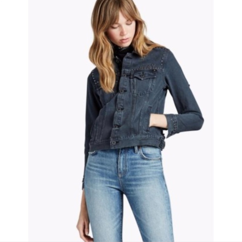 New Lucky Brand Trucker Distressed Jean Jacket